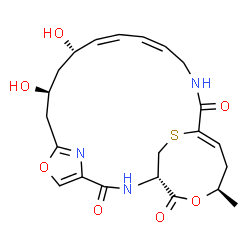 ChemSpider 2D Image | (1S,9S,11S,12Z,14Z,19Z,22R)-9,11-Dihydroxy-22-methyl-6,23-dioxa-26-thia-2,17,27-triazatricyclo[17.5.2.1~4,7~]heptacosa-4,7(27),12,14,19-pentaene-3,18,24-trione | C22H27N3O7S