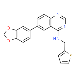 ChemSpider 2D Image | 6-(1,3-Benzodioxol-5-yl)-N-(2-thienylmethyl)-4-quinazolinamine | C20H15N3O2S
