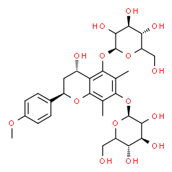 ChemSpider 2D Image | (2R,4S)-5-(beta-D-threo-Hexopyranosyloxy)-4-hydroxy-2-(4-methoxyphenyl)-6,8-dimethyl-3,4-dihydro-2H-chromen-7-yl beta-D-threo-hexopyranoside | C30H40O15