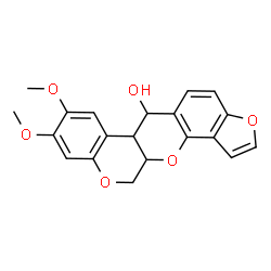 ChemSpider 2D Image | 8,9-Dimethoxy-6,6a,12,12a-tetrahydrochromeno[3,4-b]furo[2,3-h]chromen-6-ol | C20H18O6