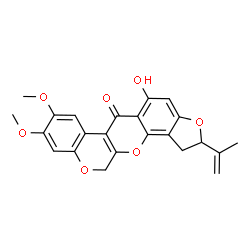 ChemSpider 2D Image | 5-Hydroxy-2-isopropenyl-8,9-dimethoxy-1,2-dihydrochromeno[3,4-b]furo[2,3-h]chromen-6(12H)-one | C23H20O7