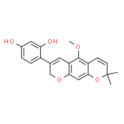 ChemSpider 2D Image | 4-(5-Methoxy-8,8-dimethyl-2H,8H-pyrano[3,2-g]chromen-3-yl)-1,3-benzenediol | C21H20O5