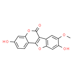 ChemSpider 2D Image | 3,9-Dihydroxy-8-methoxy-6H-[1]benzofuro[3,2-c]chromen-6-one | C16H10O6