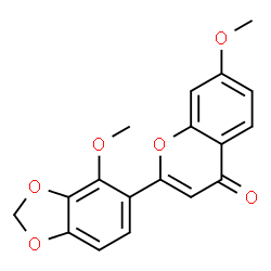ChemSpider 2D Image | 7-Methoxy-2-(4-methoxy-1,3-benzodioxol-5-yl)-4H-chromen-4-one | C18H14O6