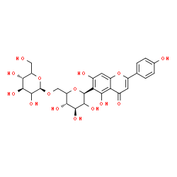 ChemSpider 2D Image | (1S)-1,5-Anhydro-1-[5,7-dihydroxy-2-(4-hydroxyphenyl)-4-oxo-4H-chromen-6-yl]-6-O-beta-D-threo-hexopyranosyl-D-threo-hexitol | C27H30O15