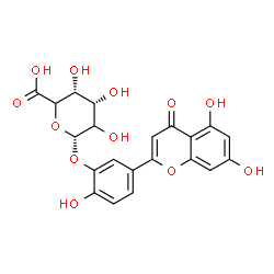 ChemSpider 2D Image | 5-(5,7-Dihydroxy-4-oxo-4H-chromen-2-yl)-2-hydroxyphenyl alpha-L-erythro-hexopyranosiduronic acid | C21H18O12