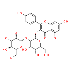 ChemSpider 2D Image | 5,7-Dihydroxy-2-(4-hydroxyphenyl)-4-oxo-4H-chromen-3-yl 2-O-beta-D-erythro-hexopyranosyl-alpha-L-glycero-hexopyranoside | C27H30O16