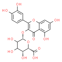 ChemSpider 2D Image | 2-(3,4-Dihydroxyphenyl)-5,7-dihydroxy-4-oxo-4H-chromen-3-yl beta-D-threo-hexopyranosiduronic acid | C21H18O13