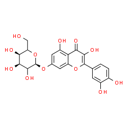 ChemSpider 2D Image | 2-(3,4-Dihydroxyphenyl)-3,5-dihydroxy-4-oxo-4H-chromen-7-yl alpha-L-erythro-hexopyranoside | C21H20O12