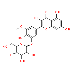ChemSpider 2D Image | 2-Hydroxy-3-methoxy-5-(3,5,7-trihydroxy-4-oxo-4H-chromen-2-yl)phenyl beta-D-glycero-hexopyranoside | C22H22O13
