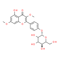 ChemSpider 2D Image | 4-(5-Hydroxy-3,7-dimethoxy-4-oxo-4H-chromen-2-yl)phenyl beta-D-glycero-hexopyranoside | C23H24O11
