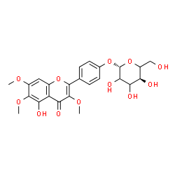 ChemSpider 2D Image | 4-(5-Hydroxy-3,6,7-trimethoxy-4-oxo-4H-chromen-2-yl)phenyl beta-D-glycero-hexopyranoside | C24H26O12