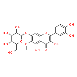ChemSpider 2D Image | 2-(3,4-Dihydroxyphenyl)-3,5-dihydroxy-6-methoxy-4-oxo-4H-chromen-7-yl alpha-L-erythro-hexopyranoside | C22H22O13