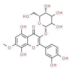ChemSpider 2D Image | 2-(3,4-Dihydroxyphenyl)-5,8-dihydroxy-7-methoxy-4-oxo-4H-chromen-3-yl beta-D-threo-hexopyranoside | C22H22O13