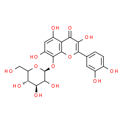 ChemSpider 2D Image | 2-(3,4-Dihydroxyphenyl)-3,5,7-trihydroxy-4-oxo-4H-chromen-8-yl beta-D-threo-hexopyranoside | C21H20O13