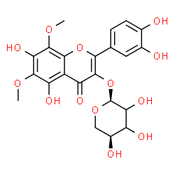 ChemSpider 2D Image | 2-(3,4-Dihydroxyphenyl)-5,7-dihydroxy-6,8-dimethoxy-4-oxo-4H-chromen-3-yl alpha-L-glycero-pentopyranoside | C22H22O13