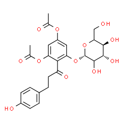 ChemSpider 2D Image | 5-(beta-D-threo-Hexopyranosyloxy)-4-[3-(4-hydroxyphenyl)propanoyl]-1,3-phenylene diacetate | C25H28O12