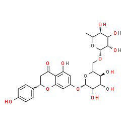 ChemSpider 2D Image | (2S)-5-Hydroxy-2-(4-hydroxyphenyl)-4-oxo-3,4-dihydro-2H-chromen-7-yl 6-O-(6-deoxy-alpha-L-erythro-hexopyranosyl)-beta-D-threo-hexopyranoside | C27H32O14