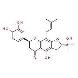 ChemSpider 2D Image | (7S)-7-(3,4-Dihydroxyphenyl)-4-hydroxy-2-(2-hydroxy-2-propanyl)-9-(3-methyl-2-buten-1-yl)-2,3,6,7-tetrahydro-5H-furo[3,2-g]chromen-5-one | C25H28O7