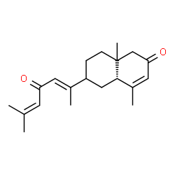 ChemSpider 2D Image | (4aR)-4,8a-Dimethyl-6-[(2E)-6-methyl-4-oxo-2,5-heptadien-2-yl]-4a,5,6,7,8,8a-hexahydro-2(1H)-naphthalenone | C20H28O2