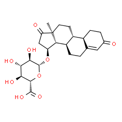 ChemSpider 2D Image | (15alpha)-3,17-Dioxoestr-4-en-15-yl beta-D-glucopyranosiduronic acid | C24H32O9