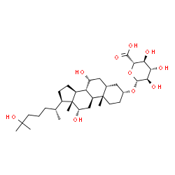 ChemSpider 2D Image | (3alpha,5beta,7alpha,12alpha)-7,12,25-Trihydroxycholestan-3-yl beta-D-glucopyranosiduronic acid | C33H56O10