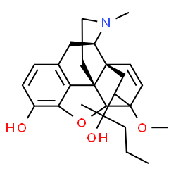 ChemSpider 2D Image | (14beta)-18-(2-Hydroxy-2-pentanyl)-6-methoxy-17-methyl-7,8-didehydro-18,19-dihydro-4,5-epoxy-6,14-ethenomorphinan-3-ol | C25H33NO4