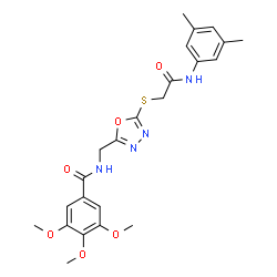 ChemSpider 2D Image | N-{[5-({2-[(3,5-Dimethylphenyl)amino]-2-oxoethyl}sulfanyl)-1,3,4-oxadiazol-2-yl]methyl}-3,4,5-trimethoxybenzamide | C23H26N4O6S