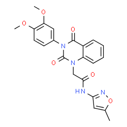ChemSpider 2D Image | 2-[3-(3,4-Dimethoxyphenyl)-2,4-dioxo-3,4-dihydro-1(2H)-quinazolinyl]-N-(5-methyl-1,2-oxazol-3-yl)acetamide | C22H20N4O6