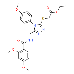 ChemSpider 2D Image | Ethyl {[5-{[(2,4-dimethoxybenzoyl)amino]methyl}-4-(4-methoxyphenyl)-4H-1,2,4-triazol-3-yl]sulfanyl}acetate | C23H26N4O6S