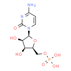 ChemSpider 2D Image | 4-Amino-1-(5-O-phosphono-beta-L-lyxofuranosyl)-2(1H)-pyrimidinone | C9H14N3O8P