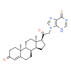 ChemSpider 2D Image | (8alpha,9beta,10alpha,13alpha)-21-(6-Thioxo-3,6-dihydro-9H-purin-9-yl)pregn-4-ene-3,20-dione | C26H32N4O2S