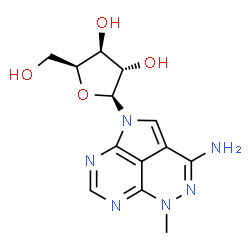 ChemSpider 2D Image | 5-Methyl-1-(beta-L-xylofuranosyl)-1,5-dihydro-1,4,5,6,8-pentaazaacenaphthylen-3-amine | C13H16N6O4