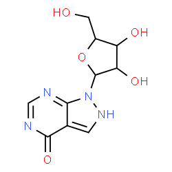 ChemSpider 2D Image | 1-Pentofuranosyl-1,2-dihydro-4H-pyrazolo[3,4-d]pyrimidin-4-one | C10H12N4O5