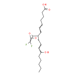 ChemSpider 2D Image | (5E)-7-{7,7-Difluoro-3-[(1E)-3-hydroxy-1-octen-1-yl]-2,6-dioxabicyclo[3.1.1]hept-4-yl}-5-heptenoic acid | C20H30F2O5