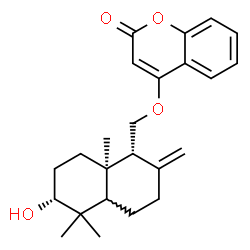 ChemSpider 2D Image | 4-{[(1R,6R,8aR)-6-Hydroxy-5,5,8a-trimethyl-2-methylenedecahydro-1-naphthalenyl]methoxy}-2H-chromen-2-one | C24H30O4