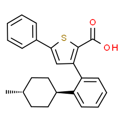 ChemSpider 2D Image | 3-[2-(trans-4-Methylcyclohexyl)phenyl]-5-phenyl-2-thiophenecarboxylic acid | C24H24O2S