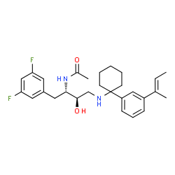ChemSpider 2D Image | N-[(2S,3R)-4-[(1-{3-[(2E)-2-Buten-2-yl]phenyl}cyclohexyl)amino]-1-(3,5-difluorophenyl)-3-hydroxy-2-butanyl]acetamide | C28H36F2N2O2