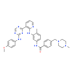 ChemSpider 2D Image | N-{3-[(3-{4-[(4-Methoxyphenyl)amino]-1,3,5-triazin-2-yl}-2-pyridinyl)amino]-4-methylphenyl}-4-[(4-methyl-1-piperazinyl)methyl]benzamide | C35H37N9O2