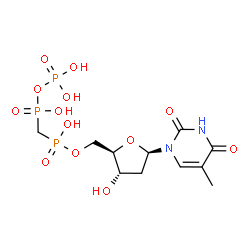ChemSpider 2D Image | 5'-O-(Hydroxy{[hydroxy(phosphonooxy)phosphoryl]methyl}phosphoryl)thymidine | C11H19N2O13P3