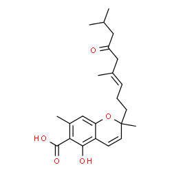 ChemSpider 2D Image | 2-[(3E)-4,8-Dimethyl-6-oxo-3-nonen-1-yl]-5-hydroxy-2,7-dimethyl-2H-chromene-6-carboxylic acid | C23H30O5