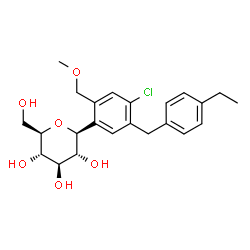 ChemSpider 2D Image | (1S)-1,5-Anhydro-1-[4-chloro-5-(4-ethylbenzyl)-2-(methoxymethyl)phenyl]-D-glucitol | C23H29ClO6