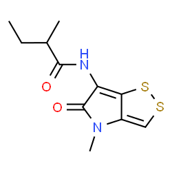 ChemSpider 2D Image | 2-Methyl-N-(4-methyl-5-oxo-4,5-dihydro[1,2]dithiolo[4,3-b]pyrrol-6-yl)butanamide | C11H14N2O2S2