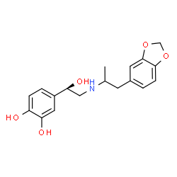 ChemSpider 2D Image | 4-[(1R)-2-{[1-(1,3-Benzodioxol-5-yl)-2-propanyl]amino}-1-hydroxyethyl]-1,2-benzenediol | C18H21NO5
