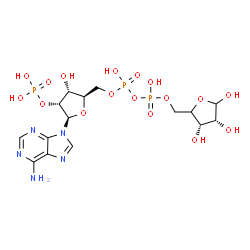 ChemSpider 2D Image | [(2R,3R,4R,5R)-5-(6-Amino-9H-purin-9-yl)-3-hydroxy-4-(phosphonooxy)tetrahydro-2-furanyl]methyl [(3S,4R)-3,4,5-trihydroxytetrahydro-2-furanyl]methyl dihydrogen diphosphate (non-preferred name) | C15H24N5O17P3