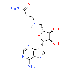 ChemSpider 2D Image | 3-[{[(2R,3S,4R,5R)-5-(6-Amino-9H-purin-9-yl)-3,4-dihydroxytetrahydro-2-furanyl]methyl}(methyl)amino]propanamide | C14H21N7O4