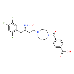 ChemSpider 2D Image | 4-({4-[(3R)-3-Amino-4-(2,4,5-trifluorophenyl)butanoyl]-1,4-diazepan-1-yl}carbonyl)benzoic acid | C23H24F3N3O4