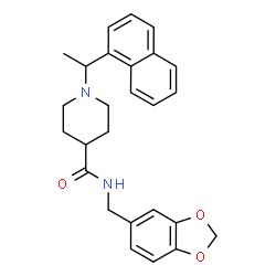 ChemSpider 2D Image | N-(1,3-Benzodioxol-5-ylmethyl)-1-[1-(1-naphthyl)ethyl]-4-piperidinecarboxamide | C26H28N2O3