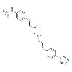 ChemSpider 2D Image | N-{4-[(2R)-2-Hydroxy-3-({2-[4-(1H-imidazol-1-yl)phenoxy]ethyl}amino)propoxy]phenyl}methanesulfonamide | C21H26N4O5S