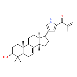 ChemSpider 2D Image | 1-{4-[(3alpha,13alpha,14beta,17alpha)-3-Hydroxy-4,4,14-trimethylandrost-7-en-17-yl]-1H-pyrrol-2-yl}-2-methyl-2-propen-1-one | C30H43NO2